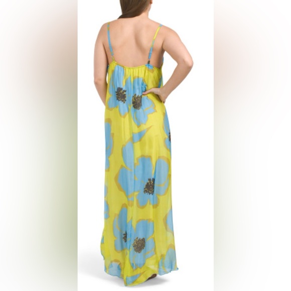 Luna Allegra Made Silk Blend Bold Floral Slip Maxi Dress - Picture 2 of 4